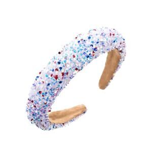 Red White and‎ Blue Glitter Headband- White